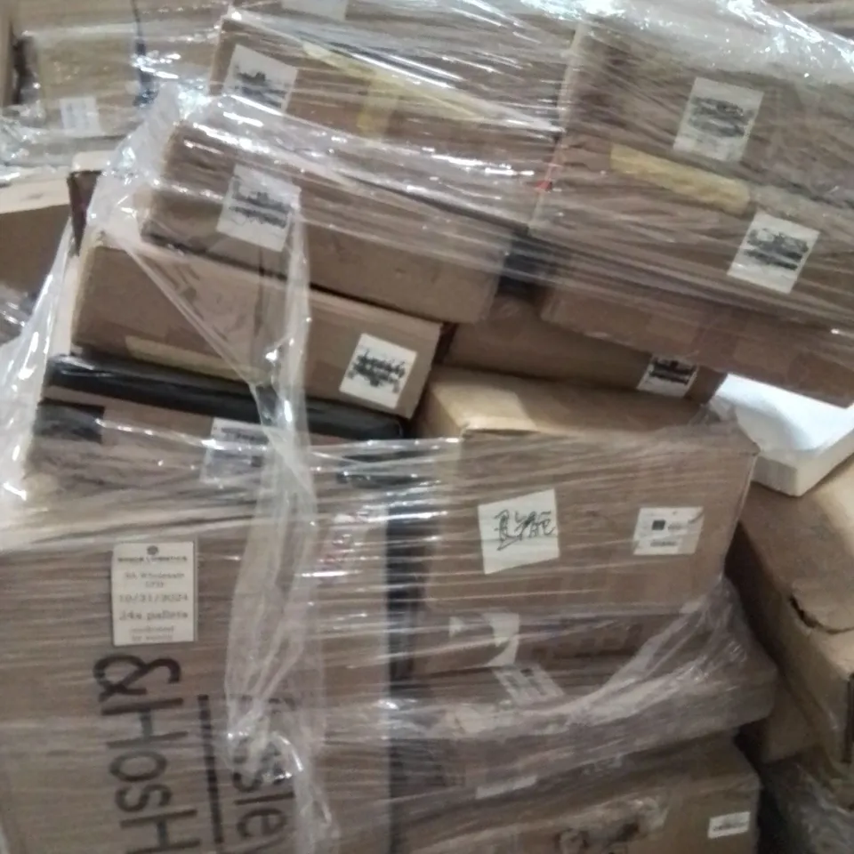PALLET CONTAINING VARIOUS ASSORTED CUSTOMER RETURNS. TO INCLUDE SIDE TABLES, BOXED FURNITURE ECT.