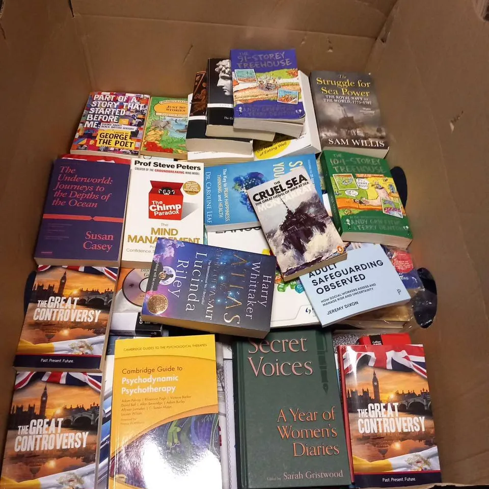 LARGE QUANTITY OF ASSORTED BOOK TITLES INCLUDE FICTION AND NON-FICTION TITLES BY AUTHORS SUCH AS;