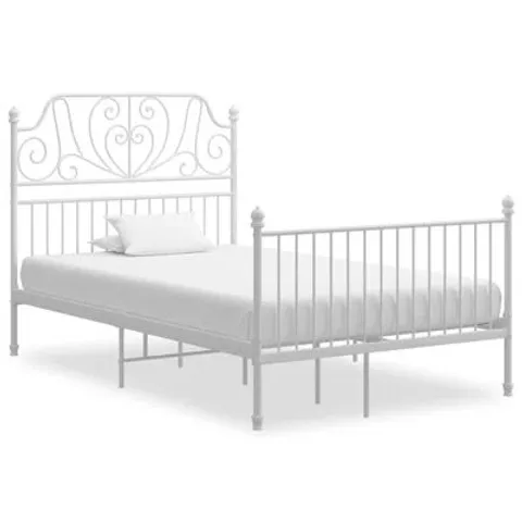 BOXED WHITE METAL BED FRAME 120X200 CM - STURDY & DURABLE DESIGN (1 BOX)
