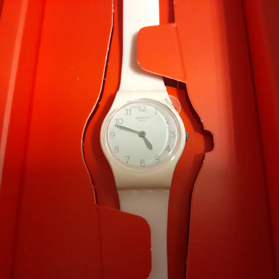 SWATCH LP150 PLASTIC WATCH IN WHITE