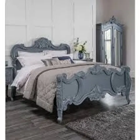 BAGGED HOMES DIRECT 365 CHLOE ANTIQUE FRENCH STYLE GREY BED KING (4 PARTS)