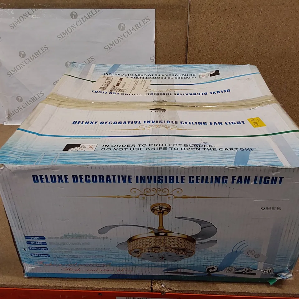 BOXED DELUXE DECORATIVE INVISIBLE CEILING FAN LIGHT (1 BOX)