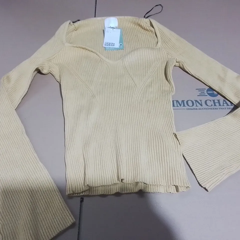 H&M RIBBED LONG SLEEVE TOP - EUR L