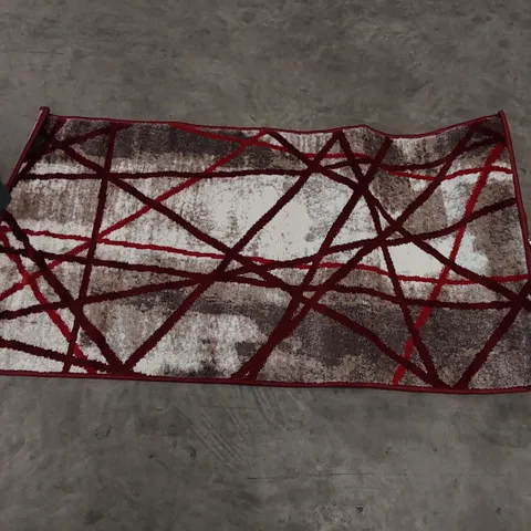 RED GEOMETRIC MODERN RUG // 60 X 110CM
