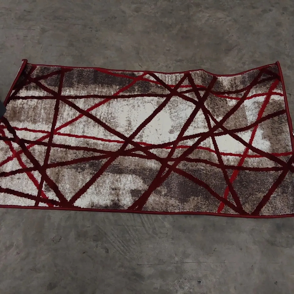 RED GEOMETRIC MODERN RUG // 60 X 110CM