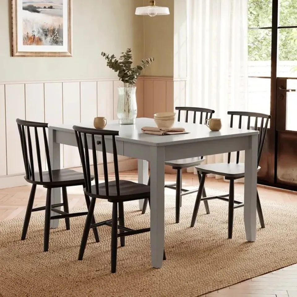 BOXED LYNTON COMPACT RECTANGULAR 4 SEATER DINING TABLE - GREY (1 BOX)