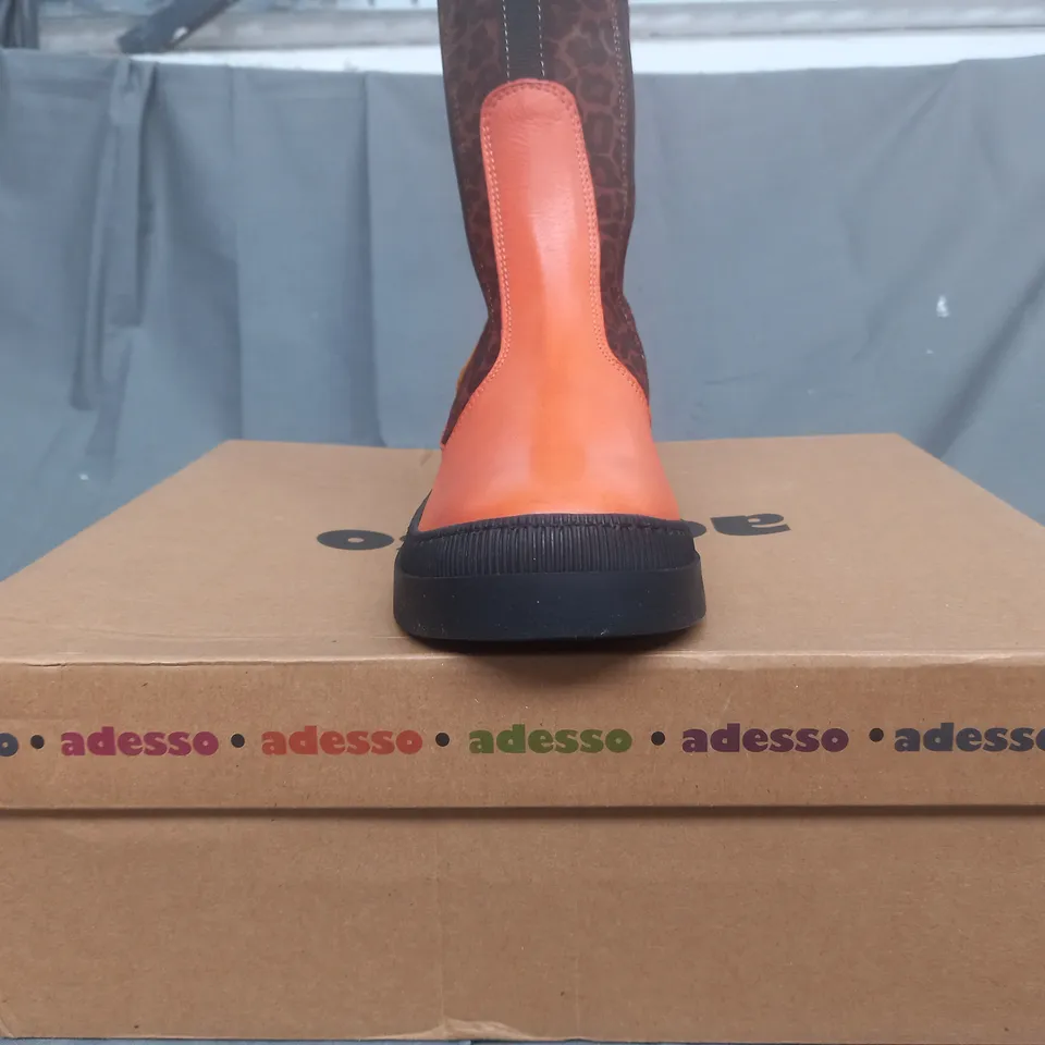 BOXED PAIR OF ADESSO CHELSEA BOOTS IN CITRUS LEPOPARD EU SIZE 38