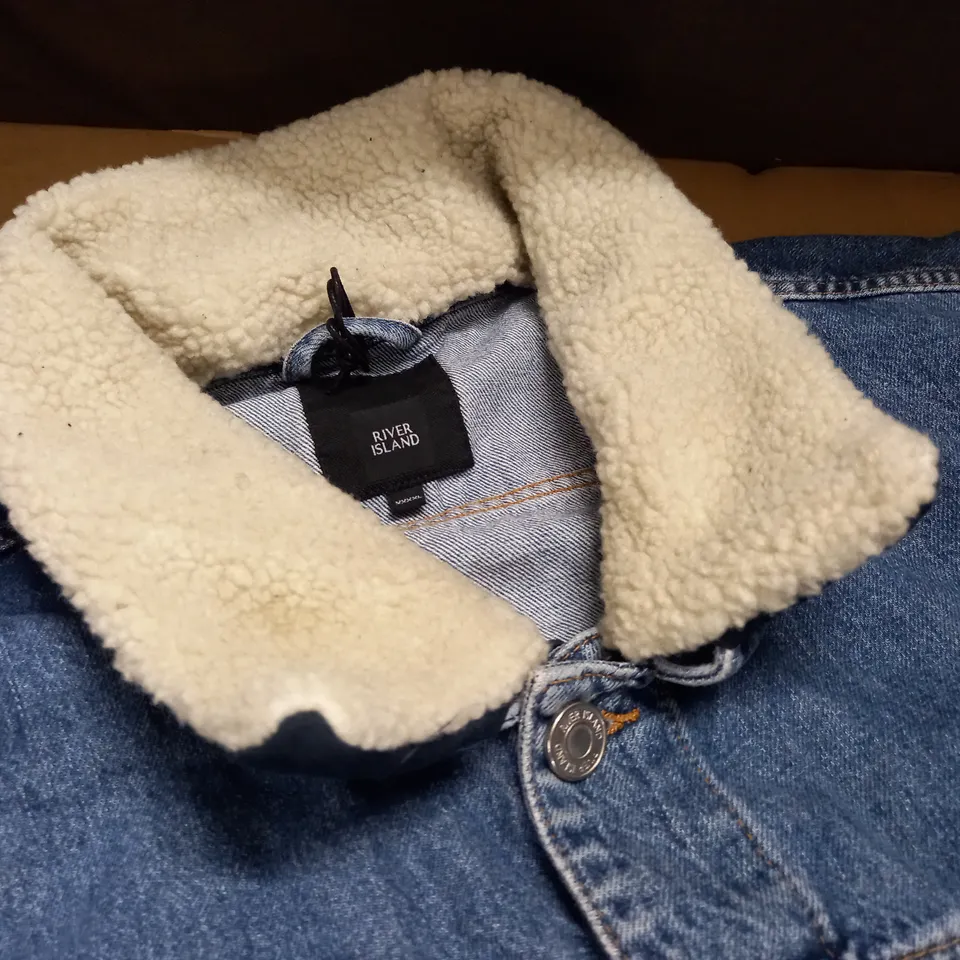 RIVER ISLAND FLEECE LINED DENIM JACKET - XXXXL