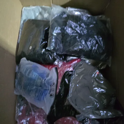 LARGE BOX OF APPROXIMATELY 25 ASSORTED CLOTHING ITEMS IN VARIOUS COLOURS, STYLES AND SIZES - COLLECTION ONLY