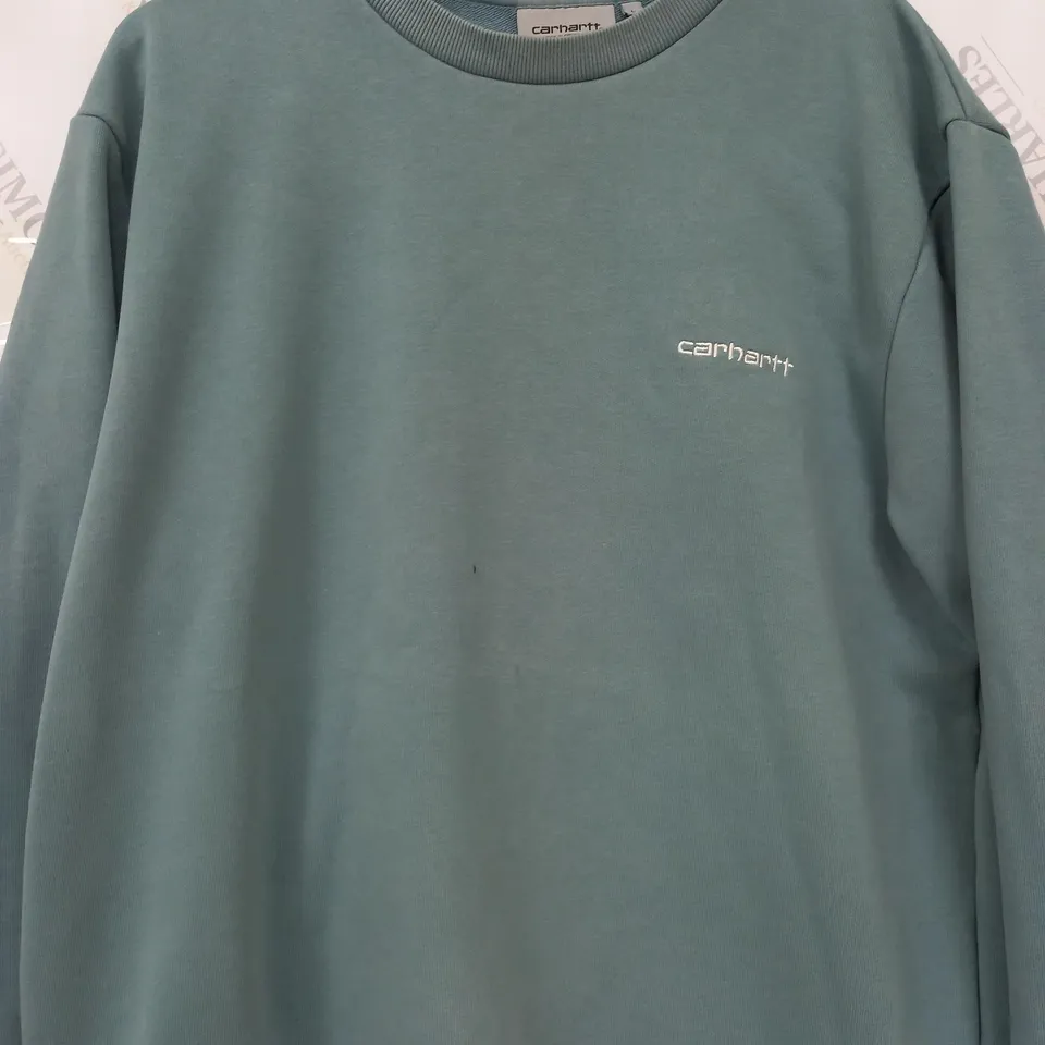CARHARTT EMBROIDED SWEATER IN SKY BLUE - LARGE