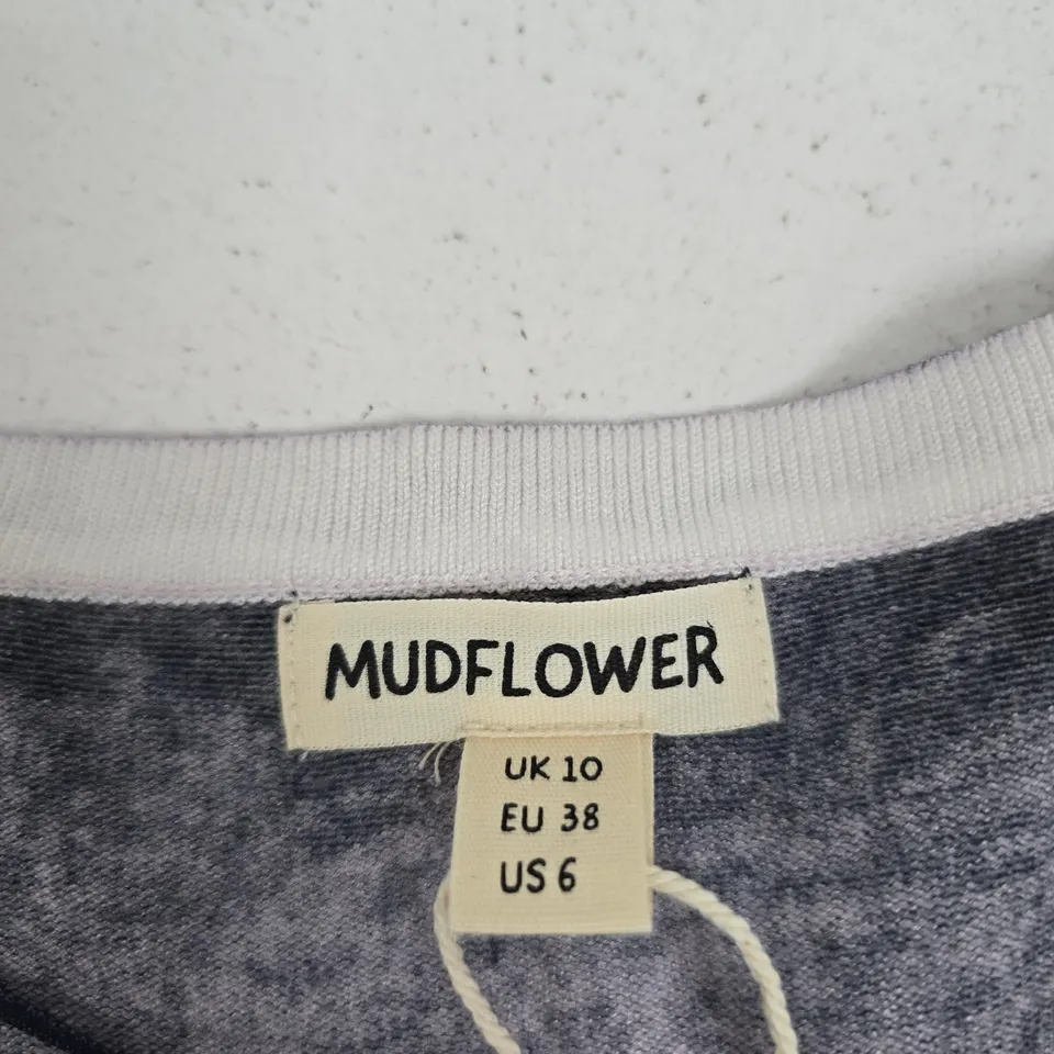 MUDFLOWER FLORAL JUMPER – NAVY WITH BLUE PRINT, UK 10 (EU 38, US 6)
