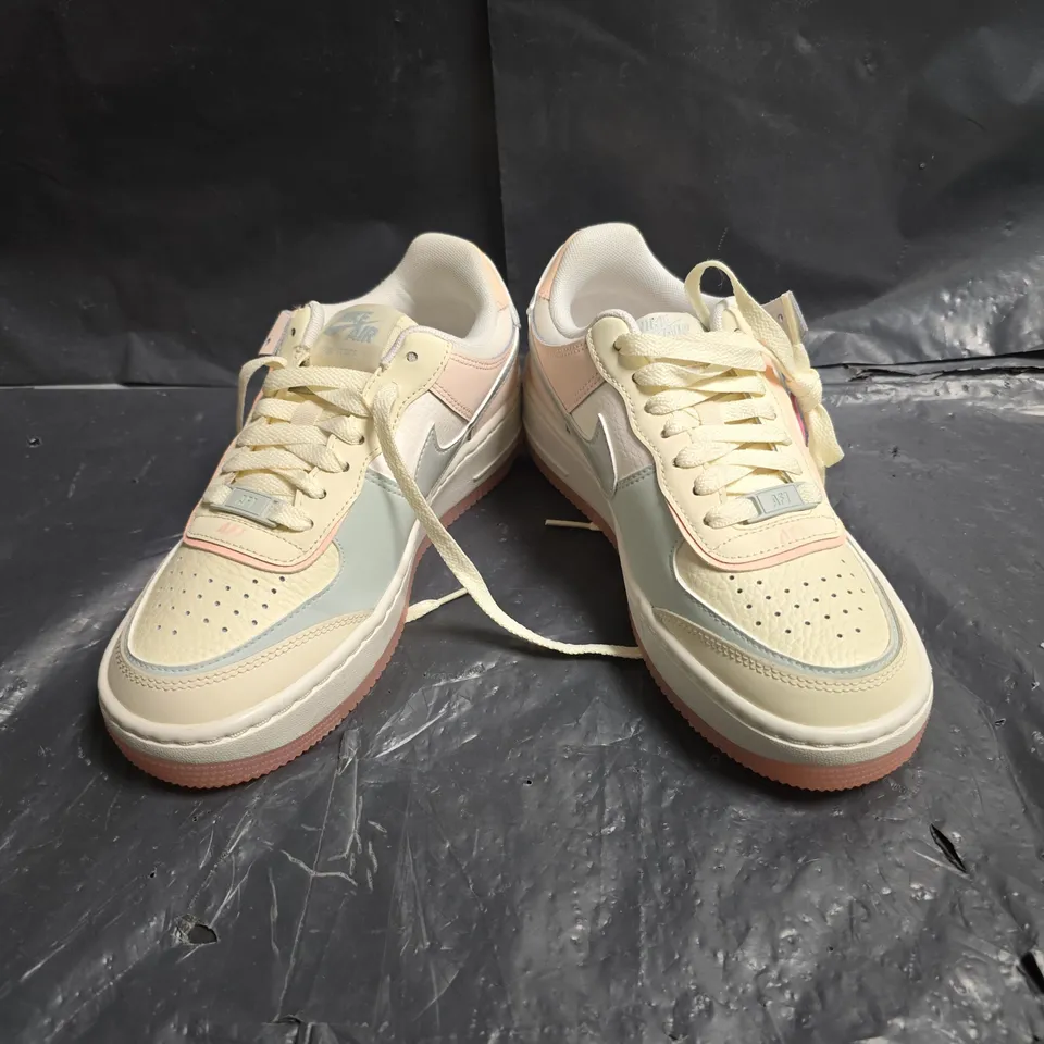 NIKE AIR FORCE 1 SHADOW SNEAKERS – COCONUT MILK/LIGHT SILVER/SAIL/CRIMSON TINT - SIZE UK 3