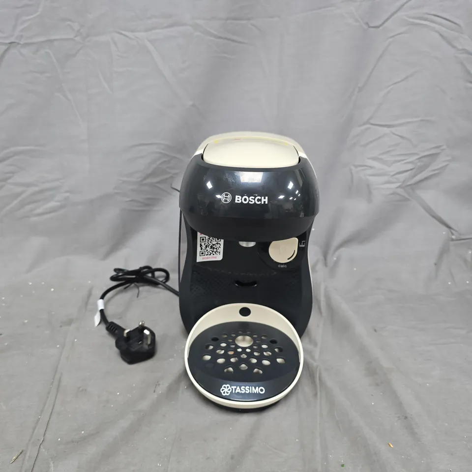BOSCH TASSIMO COFFEE MACHINE – COMPACT POD BREWER (BLACK & CREAM)