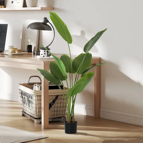 BOXED 160cm FAUX BIRD OF PARADISE PLANT IN PLASTIC, CEMENT POT (1 BOX)