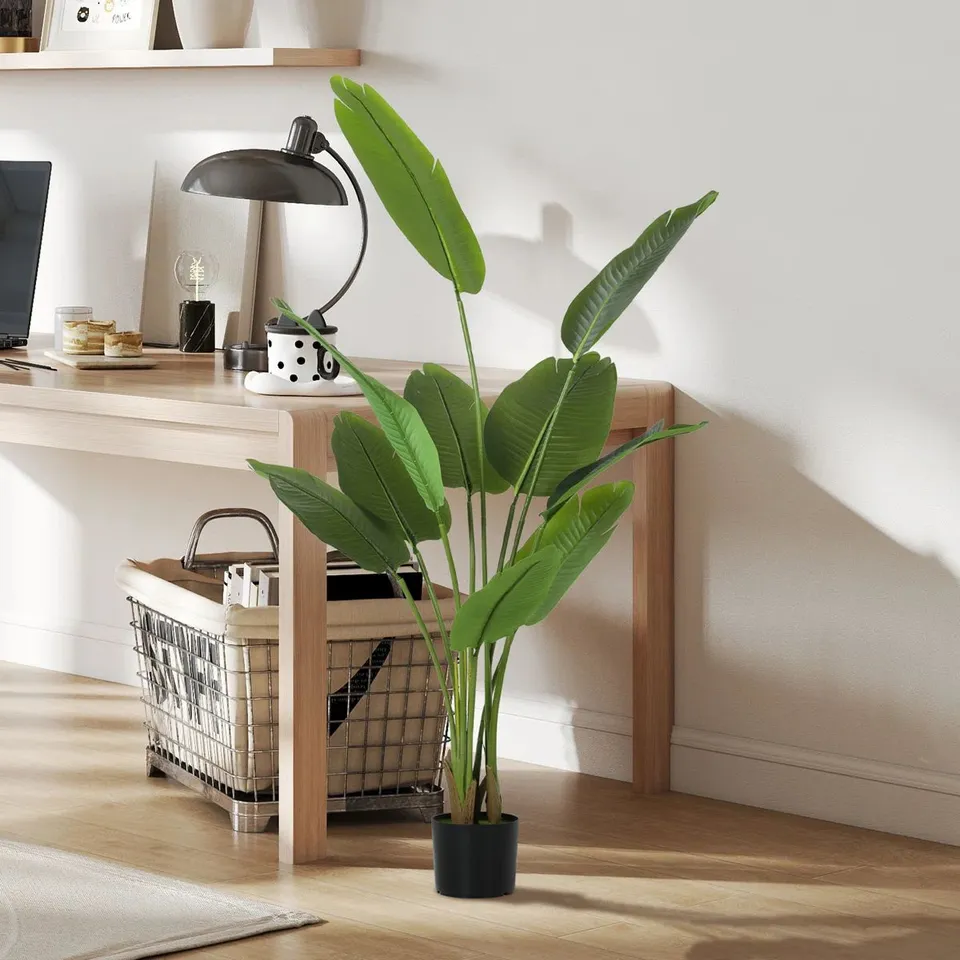 BOXED 160cm FAUX BIRD OF PARADISE PLANT IN PLASTIC, CEMENT POT (1 BOX)