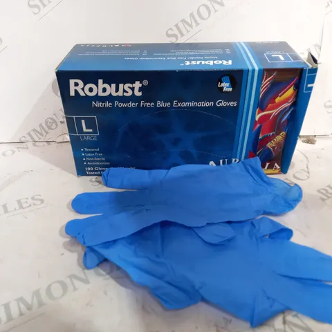 APPROXIMATELY 1000 AURELIA ROBUST NITRILE POWDER FREE BLUE EXAMINATION GLOVES - LARGE