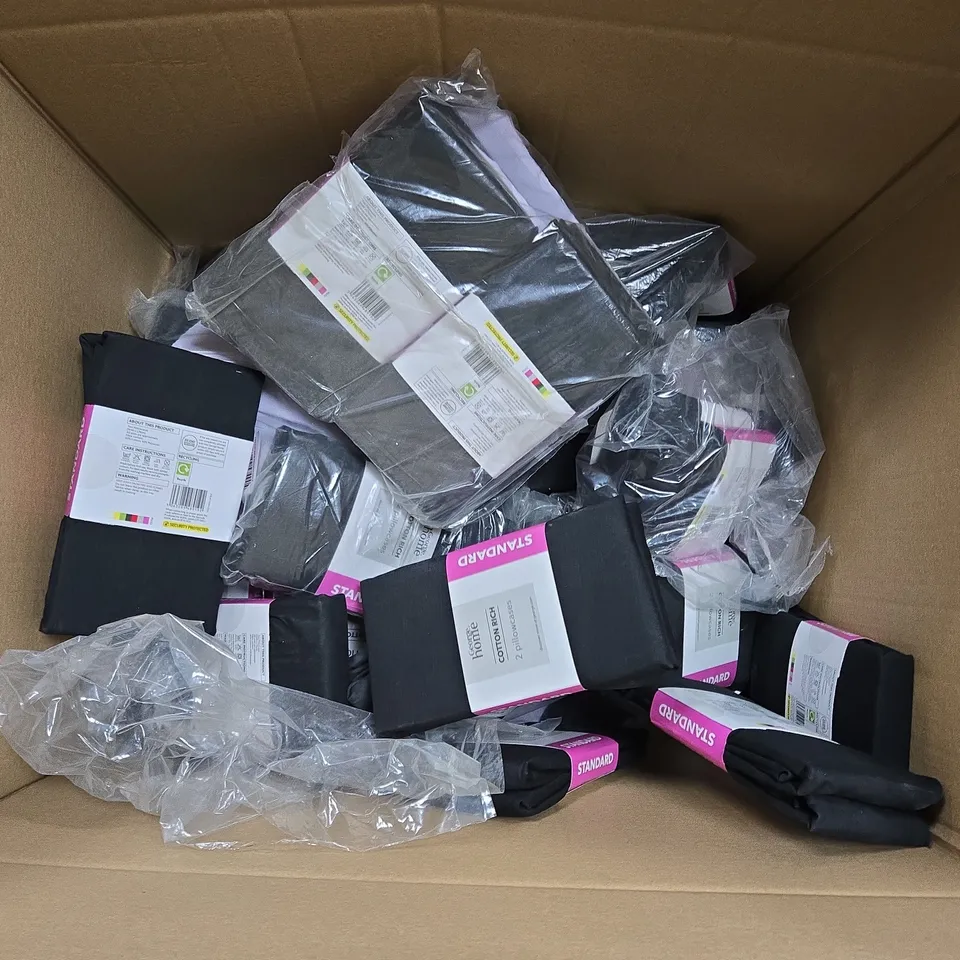 APPROXIMATELY 30 COTTON RICH STANDARD 2 PILLOWCASE PACKS IN BLACK - COLLECTION ONLY
