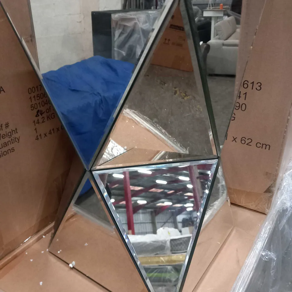 BRAND NEW BOXED GEO MIRRORED SIDE TABLE