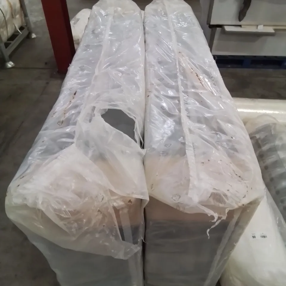 QUALITY BAGGED SUPERKING SIZE FABRIC UPHOLSTERED LIGHT GREY DIVAN BED BASE 