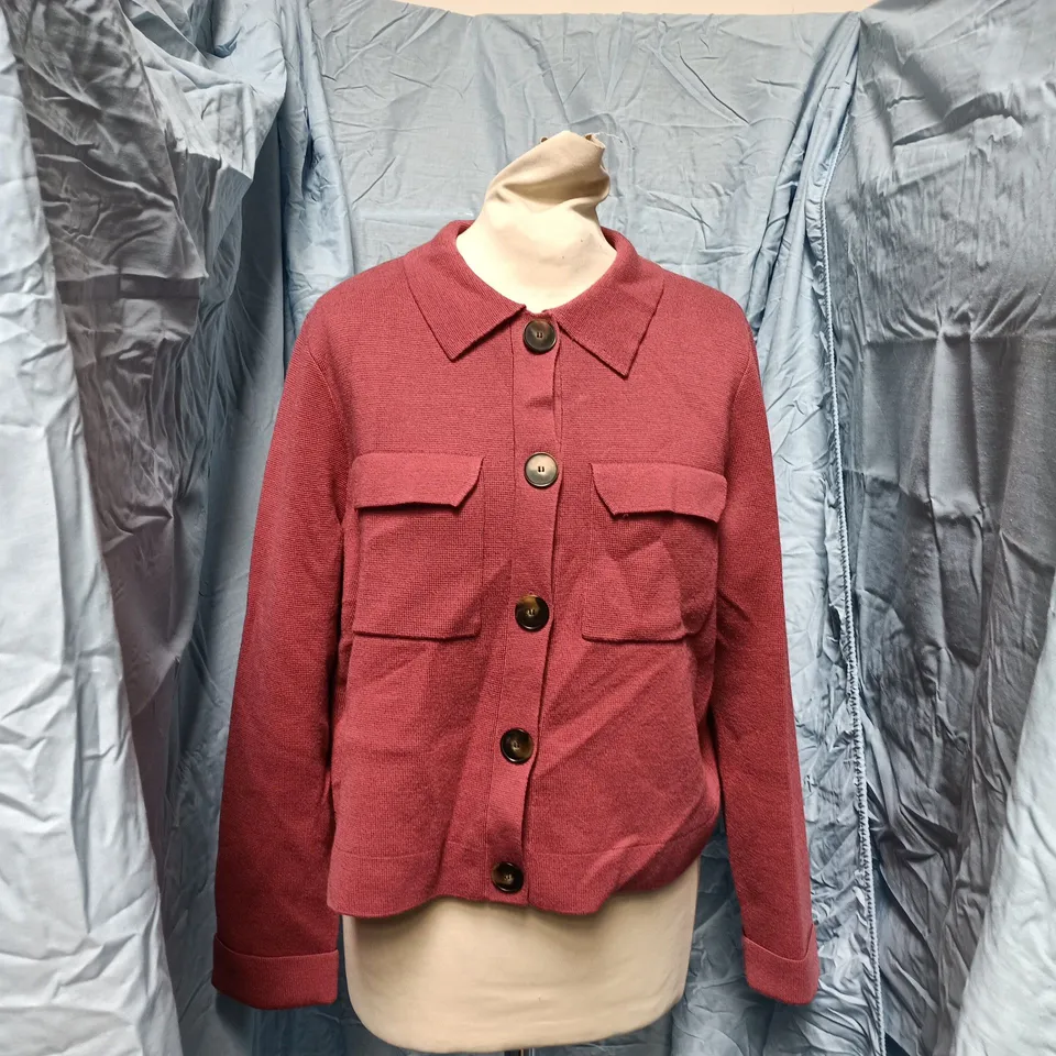 LA MAILLE SÉZANE PARIS CARDIGAN – MAUVE KNIT WITH FRONT POCKETS, SIZE M