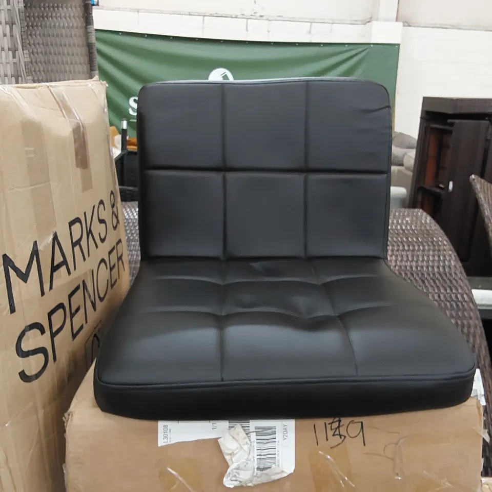 BOXED SET OF 2 BREAKFAST KITCHEN BAR STOOLS BLACK FAUX LEATHER (1 BOX)