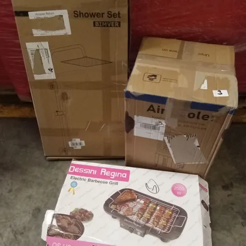 PALLET OF ASSORTED HOUSEHOLD GOODS AND PRODUCTS TO INCLUDE; ELECTRIC BBQ GRILL, AIR COOLER, SHOWER SET ETC