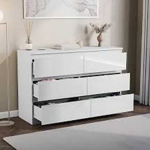 BOXED GLINTON 6 DRAWER CHEST - WHITE (2 BOXES)