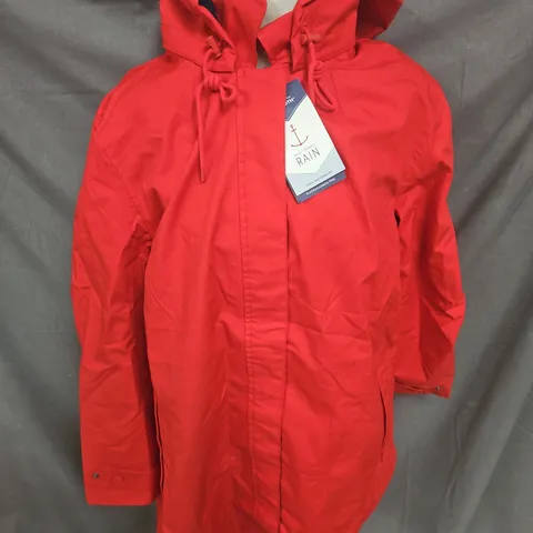 SEASALT CORNWALL  RAIN CLOUDBURTS MAC JACKET IN TOMATO SIZE 22