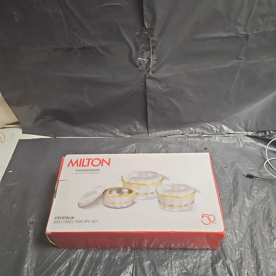 MILTON CRYSTALIA THERMOWARE INSULATED CASSEROLE 3-PIECE SET (500/1000/1500)