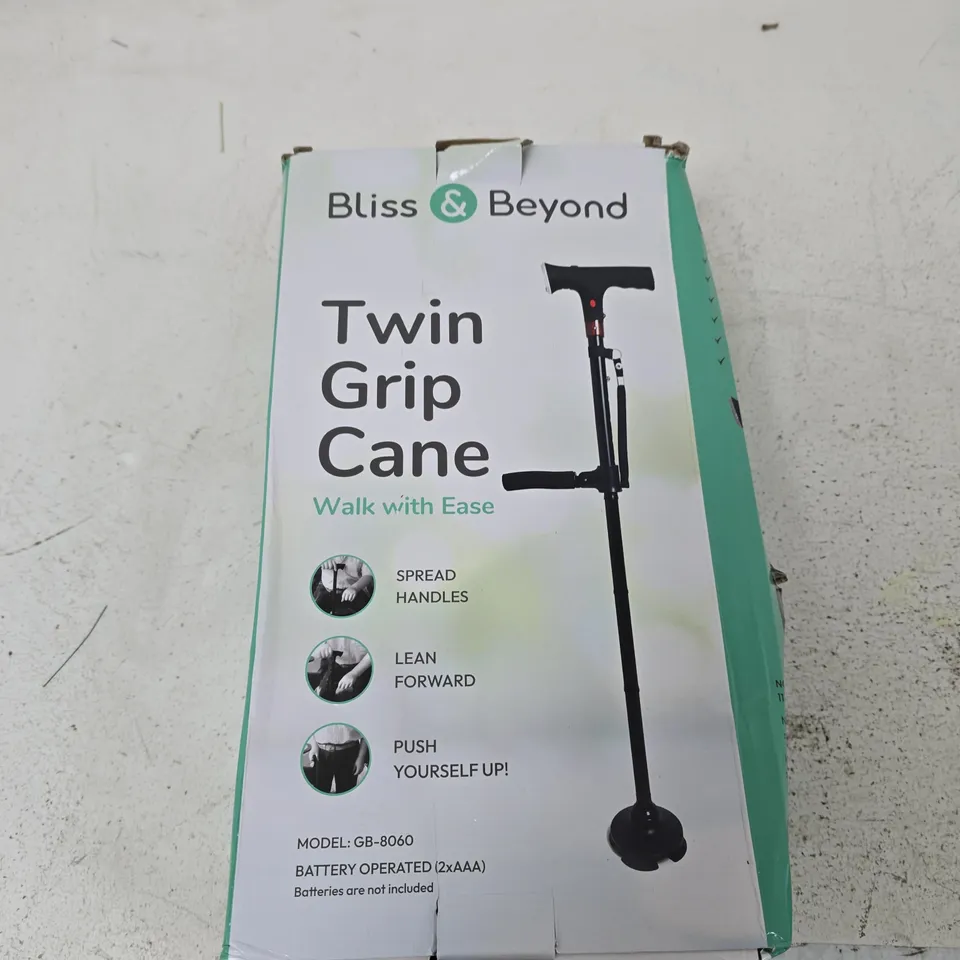 BLISS & BEYOND TWIN GRIP CANE – WALKING AID (GB-8060) BOXED