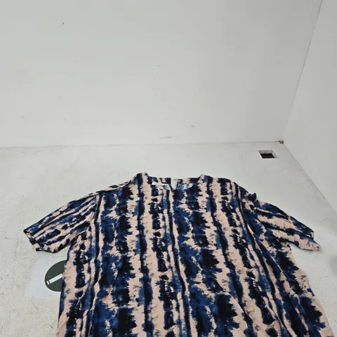 MASAI COPENHAGEN WOMEN'S DRESS – BLUE/PEACH TIE-DYE PATTERN, SIZE M