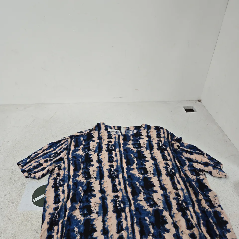 MASAI COPENHAGEN WOMEN'S DRESS – BLUE/PEACH TIE-DYE PATTERN, SIZE M