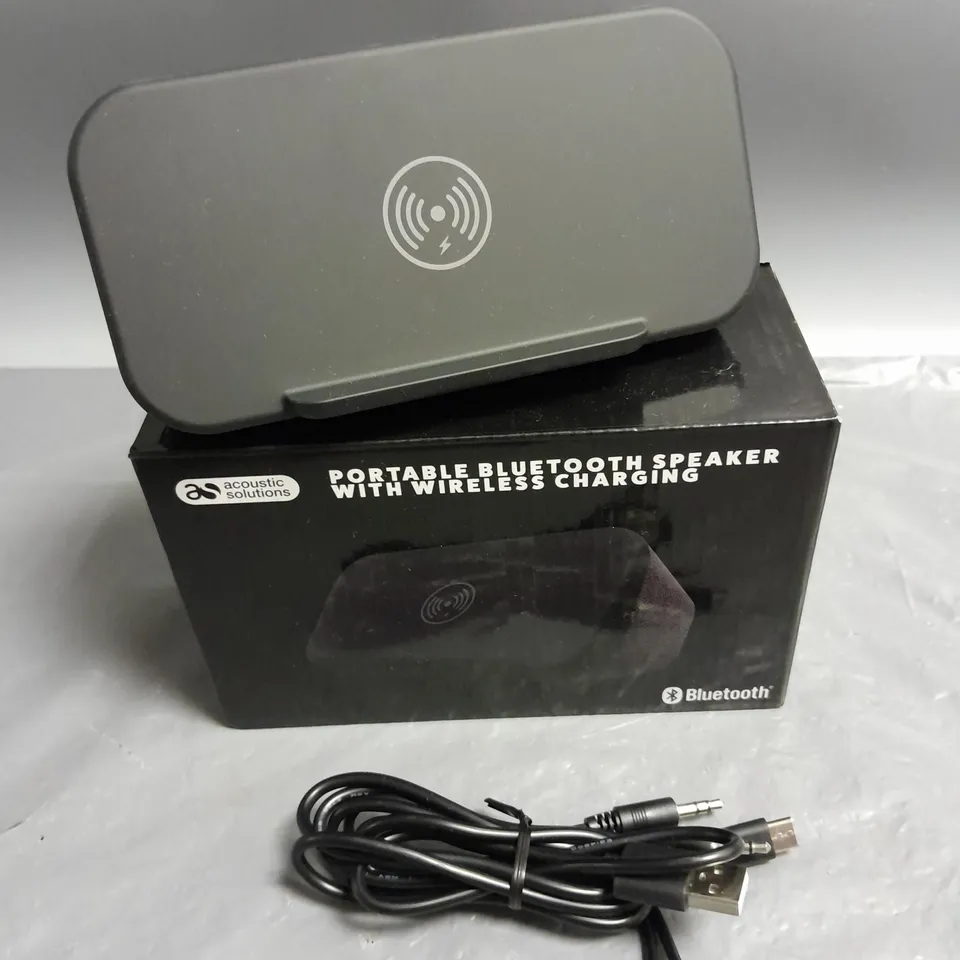 BOXED ACOUSTIC SOLUTIONS PORTABLE BLUETOOTH WIRELESS CHARGING SPEAKER IN BLACK