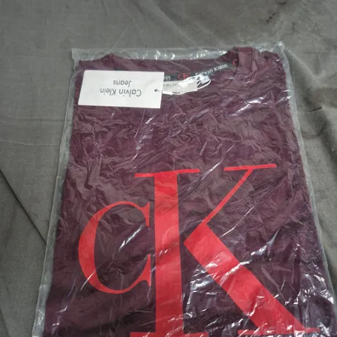 CALVIN KLEIN JEANS T-SHIRT – PURPLE, IN PACKAGING - SIZE M