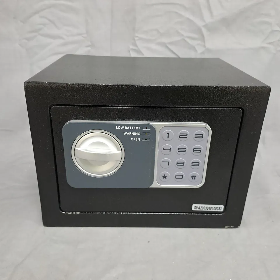 BLACK METAL SAFE WITH ELECTRONIC KEYPAD AND FRONT DIAL LOCK