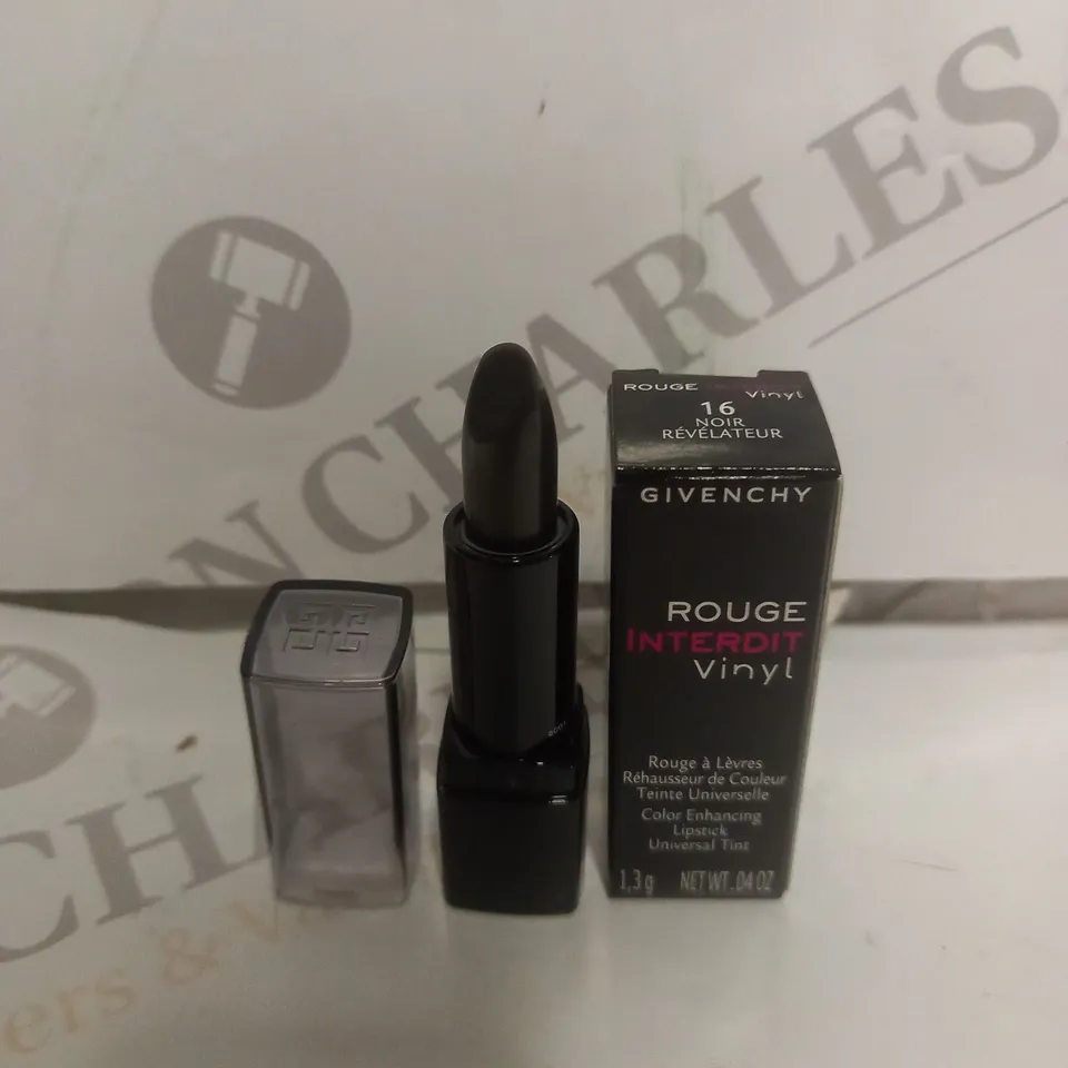 APPROXIMATELY 30 GIVENCHY ROUGE INTERDIT VINYL COLOUR ENHANCING LIPSTICK - 16 NOIR 