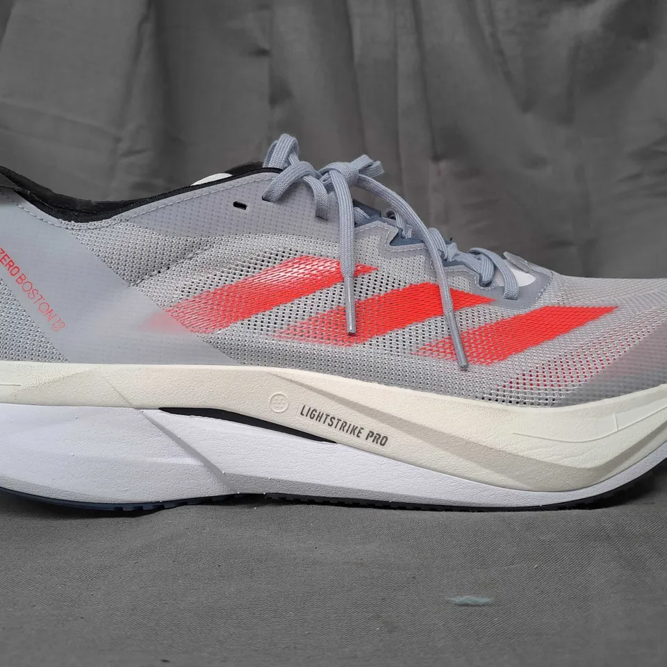 PAIR OF ADIDAS ADIZERO BOSTON SHOES IN GREY/RED UK SIZE 9