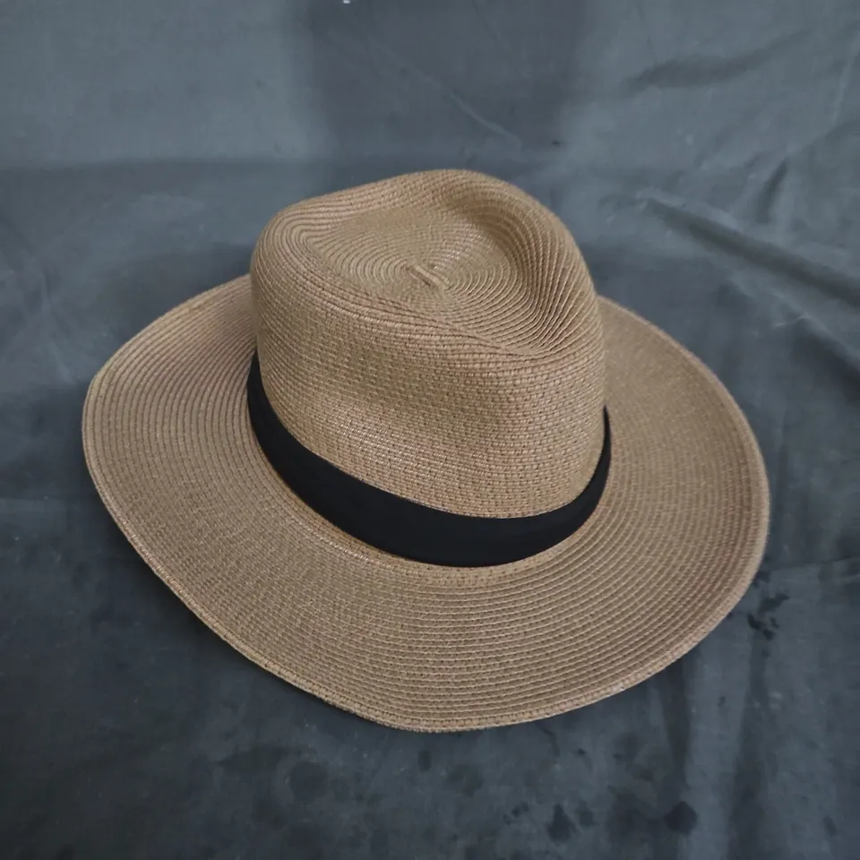 FURTALK STRAW PANAMA HAT – NATURAL WITH BLACK BAND, M/L