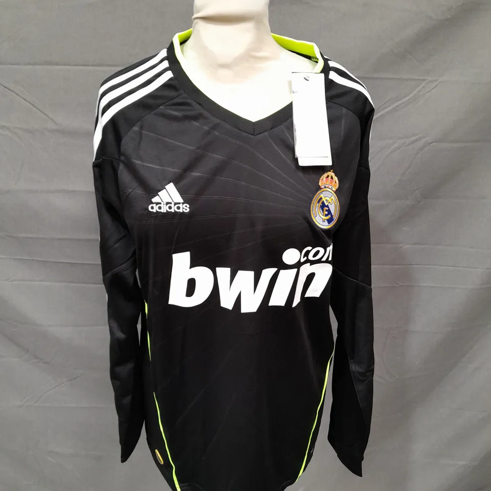 ADIDAS REAL MADRID BLACK LONG SLEEVE SHIRT - RONALDO 7 - SMALL