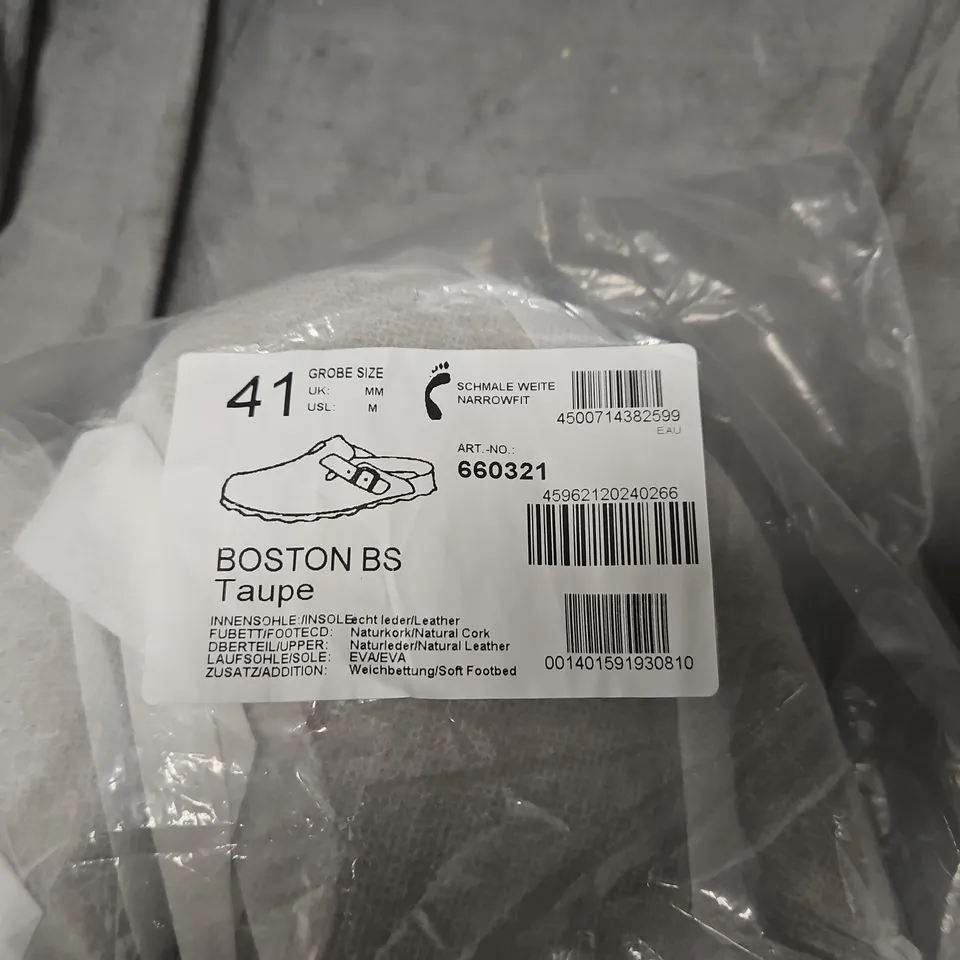 BIRKENSTOCK BOSTON BS TAUPE SUEDE CLOGS, UK 7 (EU 41)