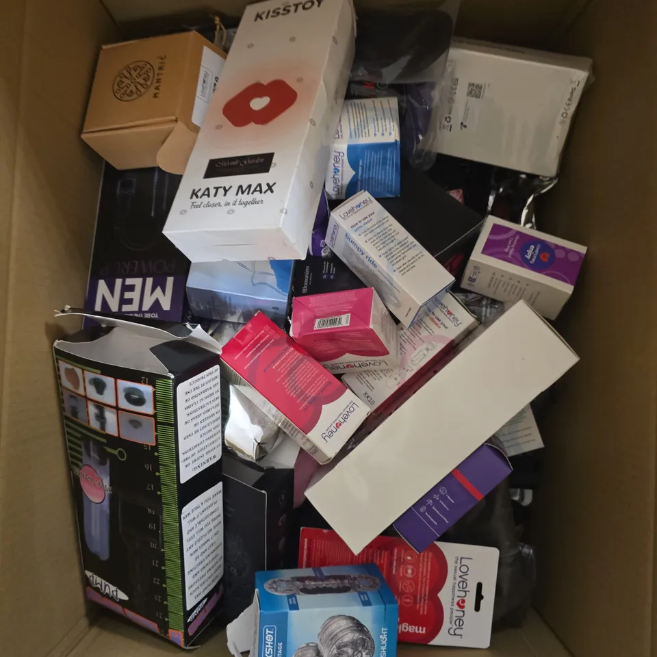 APPROXIMATELY 20 ASSORTED ADULT TOYS & ACCESSORIES TO INCLUDE DILDOS, VIBRATORS, RIDING CROP WHIP ETC