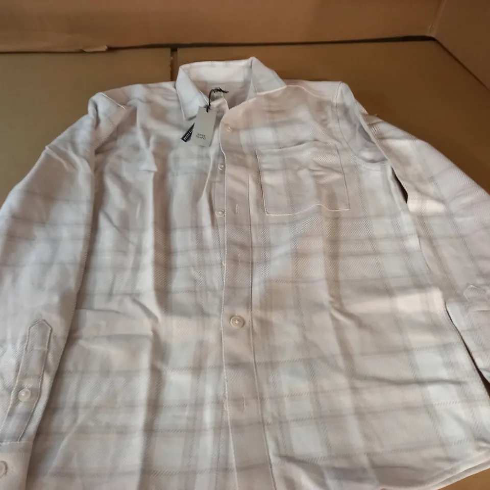 bagged river island twill check shirt in ecru  - s