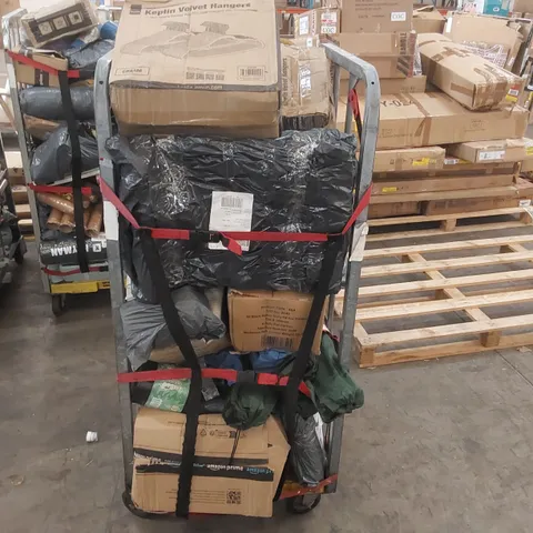 CAGE OF ASSORTED CONSUMER PRODUCTS INCLUDING: CAMPING CHAIRS, COAT HANGERS, PET PADDLING POOLS ECT // CAGE NOT INCLUDED