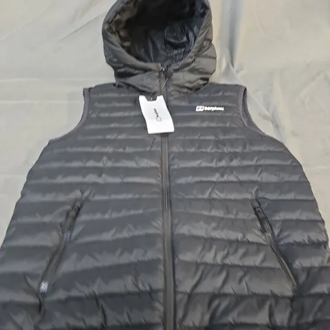 BERGHAUS KIDS' BLACK SLIM-FIT PADDED GILET WITH HOOD – SIZE 13YRS