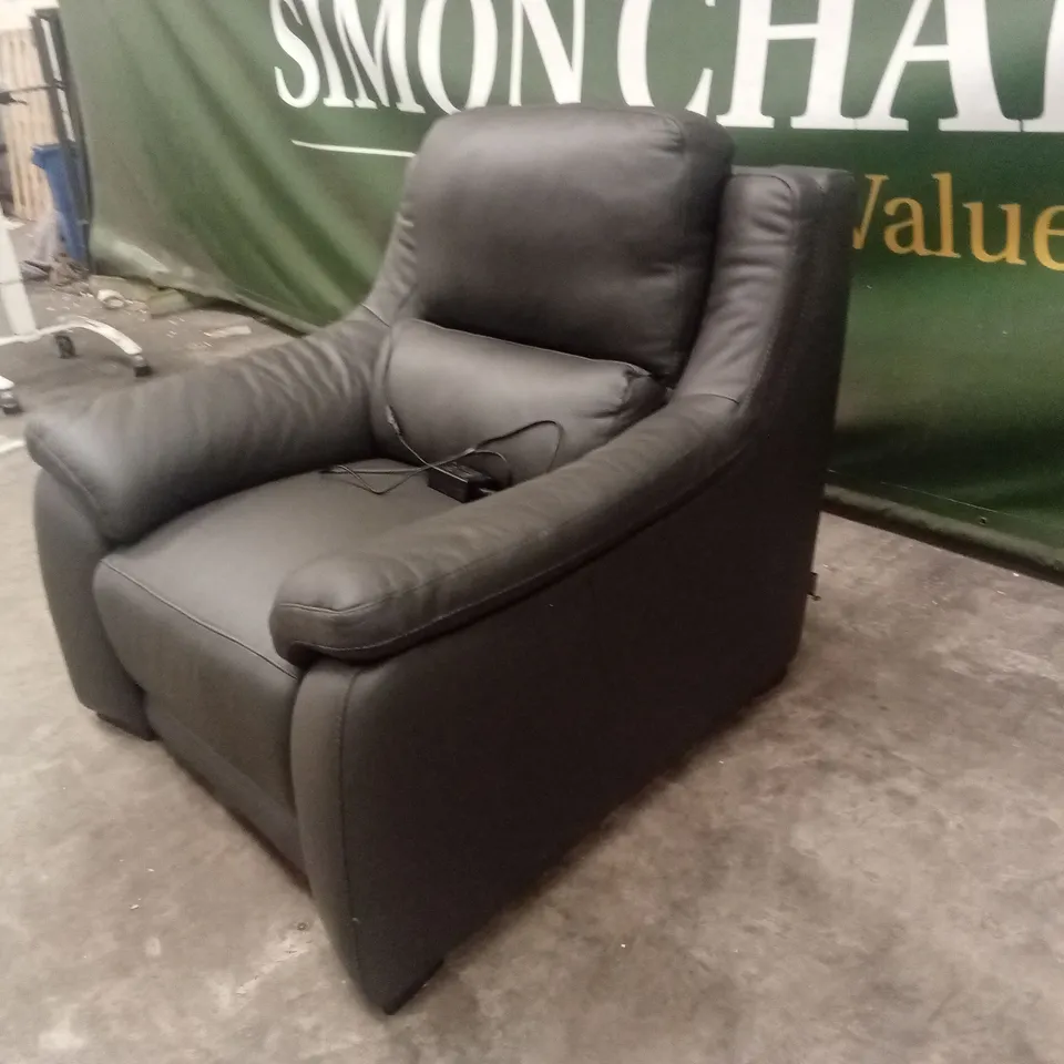 QUALITY DESIGNER ITALIAN MADE DEGANO ELECTRIC RECLINER LEATHER ARMCHAIR - SLATE