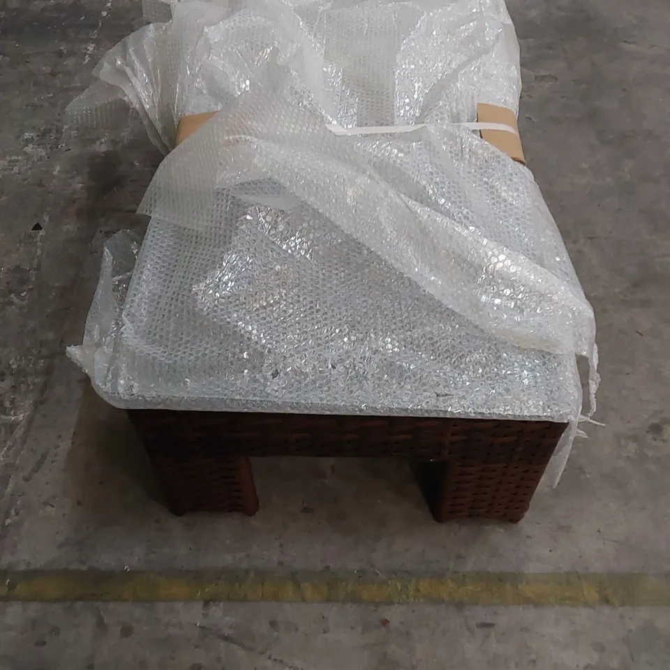 DESIGNER SMALL CHOCOLATE MIX RATTAN COFFEE TABLE WITH GLASS TOP