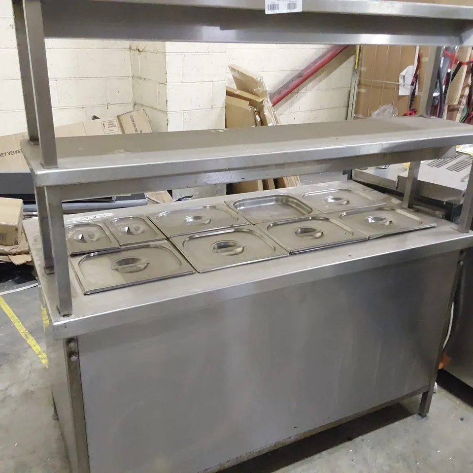 HEATED SERVERT CUPBOARD WITH BAIN MARIE SERVERY TOP & 2 TIER SHELVING