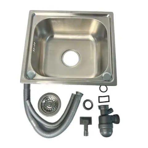 BOXED BRUSHED STAINLESS STEEL TOP MOUNT KITCHEN BOWL SINK W/ PLUMBING