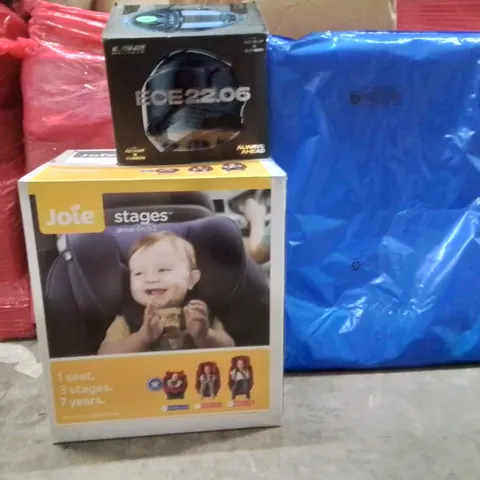 PALLET OF ASSORTED HOUSEHOLD GOODS AND PRODUCTS TO INCLUDE;LS2 BIKE HELMET, JOLE BABY BOOSTER SEAT