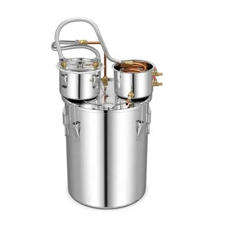 BOXED 38L STAINLESS STEEL WATER ALCOHOL DISTILLER 3 POTS MOONSHINE STILL